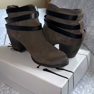 Brown suede booties